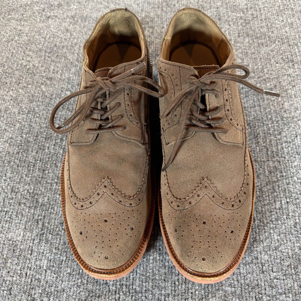 Polo Ralph Lauren Wingtip Suede Shoes Mens 11D Brown Leather Torrington TORNGTN